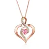 Pendant Necklaces Cute Female Pink Crystal Necklace Small Rose Gold Heart Chain For Women Trendy White Opal Wedding NecklacePendant