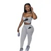 2024 Brand Designer Workout Set Two Piece Pants Women Tracksuits Summer Fall Sporty Outfits Spaghetti Strap Crop Tops and High Waist Leggings Active Gym Clothes 4882