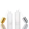 Frosted Glass Press Dropper Botts 평평한 어깨 에센스 에센셜 오일 병 금색 실버 뚜껑 20ml 30ml 50ml 60ml 80ml 100ml