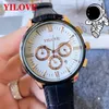 Rose Gold Round Round Luxury Men's Business Watch 45mm Quartz Movimento analógico Simple Clock Calendário Sapphire Leather Wristwatch Watch Watch