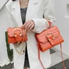 الفاخرة النساء البرتقال الأصفر حزب رفرف حقيبة حجر نمط بو الجلود حقائب الكتف سلسلة حقيبة crossbody مصمم حقيبة يد صغيرة