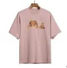 21SS Hommes Femmes Teddy Bear T-shirts imprimés Blanc Rose Tee Hommes Femmes Palm Top T-shirts à manches courtes Designer Coton Clothes249w