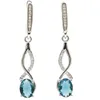 Dangle Chandelier 40x6mm 사랑스러운 귀여운 3.7g Pink Morganite London Blue Blue Topaz Cubic 지르코니아 자매 일일 마모 925 Sterling Silver Earringsda