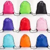 Solid Color String DrawString Back Pack Cinch Sack Gym Tote Bag School Sport Shoe Bags