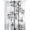 カーテンドレープ黒い白い竹の中国スタイルチュールシアーウィンドウカーテンリビングルーム