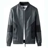 Spring Autumn Men Pu Leather Jackets Windbreaker Motorcykel Casual Patchwork Faux Outfit Plus Size L220801