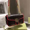 2022 New Marmont Black Leather Wavy Love Flip Chain Bag Single Counter Bag Messenger