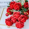 Dekoracyjne kwiaty wieńce różowe różowe jedwabne piwonia sztuczny bukiet 2 wielka głowa i 1 kubek fałszywy na dom do domu dekoracja ślubna indoordecorat