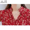 Gul kvinnor Chiffon Summer Dress Vestido Floral Maxi Boho Red Short Sleeve Casual Robe Femme Chic Size M-4XL Dresses for Party 220517