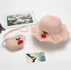 Bérets Enfants Chapeau paille sac d'épaule sac fourre-tout d'été pour enfants fille bébé 2pcs un ensemble mignon godet de soleil floral Gorrosberets oliv22