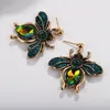 Stud Fashion Crystal Flying Honey Bee Earrings Shiny Charm Animal Metal Earring Trendy Women Party Elegant Insect Jewelry Bijouxst3960963