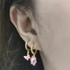 Dangle Chandelier Aide Boucles d'oreilles pendantes en argent sterling 925 avec motif Yin Yang tendance 2022 en émail rose avec breloque papillon