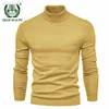 New Winter Solid Color Jumper Sweater Mens Fashion High-Neck Thicken Warm Slim Knitted Bottom Pullovers Male Casual Sweaters L220801