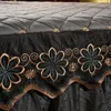 Nordic Bedding Bedspread Luxury Bed Cover Lace Embroidery Crystal Velvet King Ruffle Wrap Easy Fit Thicken Quilted Bed Skirt 220623