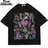 Мужская футболка большого размера в стиле хип-хоп, уличная одежда, футболка с принтом в виде сердца, радужных ангелов, хлопковая футболка Harajuku с коротким рукавом 220504