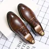 Casual Fashion Oxford Shoes Men PU Solid Color Daily Simple Versatile Pointed Lace Comfortable Breathable Lightweight Dress Shoes