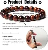 8MM Tiger Eye Stone Beaded Bracelets for Men Women Strand Adjustable Braided Rope Gemstone Stretch Bracelet Healing Energy Provider Gifts