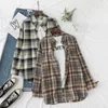 Chemises de chemisiers pour femmes Plaid Femmes Top et printemps automne à manches longues Cotton dames blusas décontractés