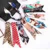 Print Flower Small Scarf For Women Handle Bag Ribbons Brand Fashion Head Long Skinny Scarves Wholesale Headbands