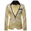 Shiny Gold Glänzend verzierte Blazerjacke für Männer Nachtclub Abschlussfeier Männer Anzug Blazer Homme Kostüm Bühnenkleidung für Sänger 220527