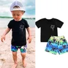 Giyim Setleri Bebek Erkekler 2pcs Yaz Kıyafetleri Kısa Kollu T-Shirt Üstleri Elastik Bel Bant Şortları Set Giysileri Hawaii Kıyafet Plaj Giyim