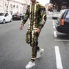 Мужские спортивные костюмы Spring Fashion Men Men 2 Piece Suit Tracksuit 3D Print осень с длинным рукавом ретро-бегун