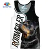 Sonspee 3D -print Rottweiler Animal Dog Face heren zeekank top grappige zomer casual bodybuilding gym spier mouwloos vest shirt 220627