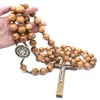 Collane con ciondolo Collana di perle di rosario in legno di pino naturale Collana religiosa grande croce appesa a parete Decorazione Accessori di gioielliCiondolo