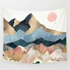 Nordic Pink Mountain Tapestry Decor Mur suspendu Hippie Boho Femmes Tapis de tapis Carte du monde Y200324