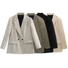 Woman Loose Doublebreasted Blazer Collar Button 5Color womens Jackets Suits Jacket Party Formal Wear 220811
