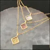 Pendant Necklaces Pendants Jewelry F/W Gold Color With Shiny Glitter Square Three Layer In One Lobster L Dh3B4