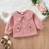 Ensembles de vêtements 0-3Y mignon né bébé fille à manches longues Peter Pant col en laine d'agneau cardigan manteau hauts jupe trapèze 2pcs vêtements d'hiver ensemble