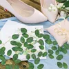 装飾的な花の花輪200pcsバルクローズ葉の人工緑の緑の緑の緑の結婚式の花束センターピースパーティーデコレーション