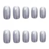 False Nails 24pcs Purple Gray Fake Nail With Design Glue Type Removable Short Paragraph Fashion Manicure Accessories Art Tools NN Prud22