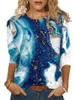 Casual t-shirt blå yttre rymd ocean 3d tryck harajuku toppar mode o-hals långärmad kvinnor tees elegant streetwear 220511
