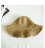 Simple Girl Raffia Sun Wide Brim Floppy Summer s For Women Beach Panama Straw Dome Bucket Femme Shade Hat 220526