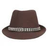 Men Short Brim Wool Blend Fedoras with Rivet Band Spring Mens Felted Jazz Trilby Gentleman Cap Outdoor Sun Protection Hat