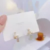 Stud Korea Design Fashion Jewelry Tension Copper Inlaid Zircon Shell Twisted Earring Elegant Urban Women's Daily Work AccessoriesStud