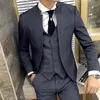 Men's Suits & Blazers Latest Design Slim Fit For Men 3 Piece Classic Formal Notch Lapel Smart Business Blazer Sets Jacket PantsMen's