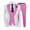 Nouveau costume de 3 pièces blancs populaires Smoking Tuxedos Purple Notch Lappe Slim Fit Tuxedos Men Dîner Prom Blazer Jacket Pantal