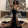 Gold Pailletten Meerjungfrau Ballkleider V-Ausschnitt südafrikanische schwarze Mädchen Abendkleider Plus Size Kleid für besondere Anlässe Abendkleider