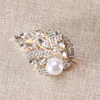 Pins Brooches Fashion High-end Luxury Rhinestone Pearl Leaf Brooch Temperament All-match Suit Coat Corsage AccessoriesPins