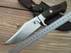 Couteau droit de survie haut de gamme DC53 Satin Bowie Blade manche en lin couteaux de chasse en plein air avec gaine en cuir pur fait à la main