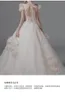 2022 Modest Nya Lace Appliques Bröllopsklänningar En linje Sheer Bateau Neckline Se igenom Button Back Long Train Bridal Gown Cap Sleeves