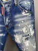 2022 Novo Jeans Masculino Buraco Azul Claro Cinza Escuro Itália Marca Homem Calças Longas Streetwear denim Skinny Slim Straight Biker Jean para D2 Qualidade superior tamanho 28-38 9853