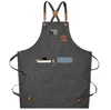 Chef Aprons for Men Women Kids with Large Pockets Cotton Canvas Cross Back Heavy Duty Adjustable Work Apron Kitchen Cooking Baking Bib Apron