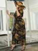 플러스 사이즈 드레스 5xl 여름 2022 여성 짧은 소매 복고풍 레트로 인쇄 빈티지 드레스 느슨한 대형 캐주얼 롱