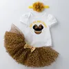 Mignon nouveau-né bébé filles vêtements ensembles coton infantile fille à manches courtes body léopard jupe bandeau 3 pièces costumes