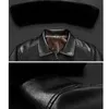 Fleece Sıcak Kış Erkek Deri Ceket Erkek Moda Motosiklet PU Deri Ceket Fermuar Bombacı Ceket Erkek Kürk Yaka Dış Giyim L220801