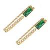 Natural Green Diamond Stone Gold Earrings Girls Party Stud Gift New Korean Fashion Indian popular Christmas Gift female Jewelry Charming Accessories Friendshipe